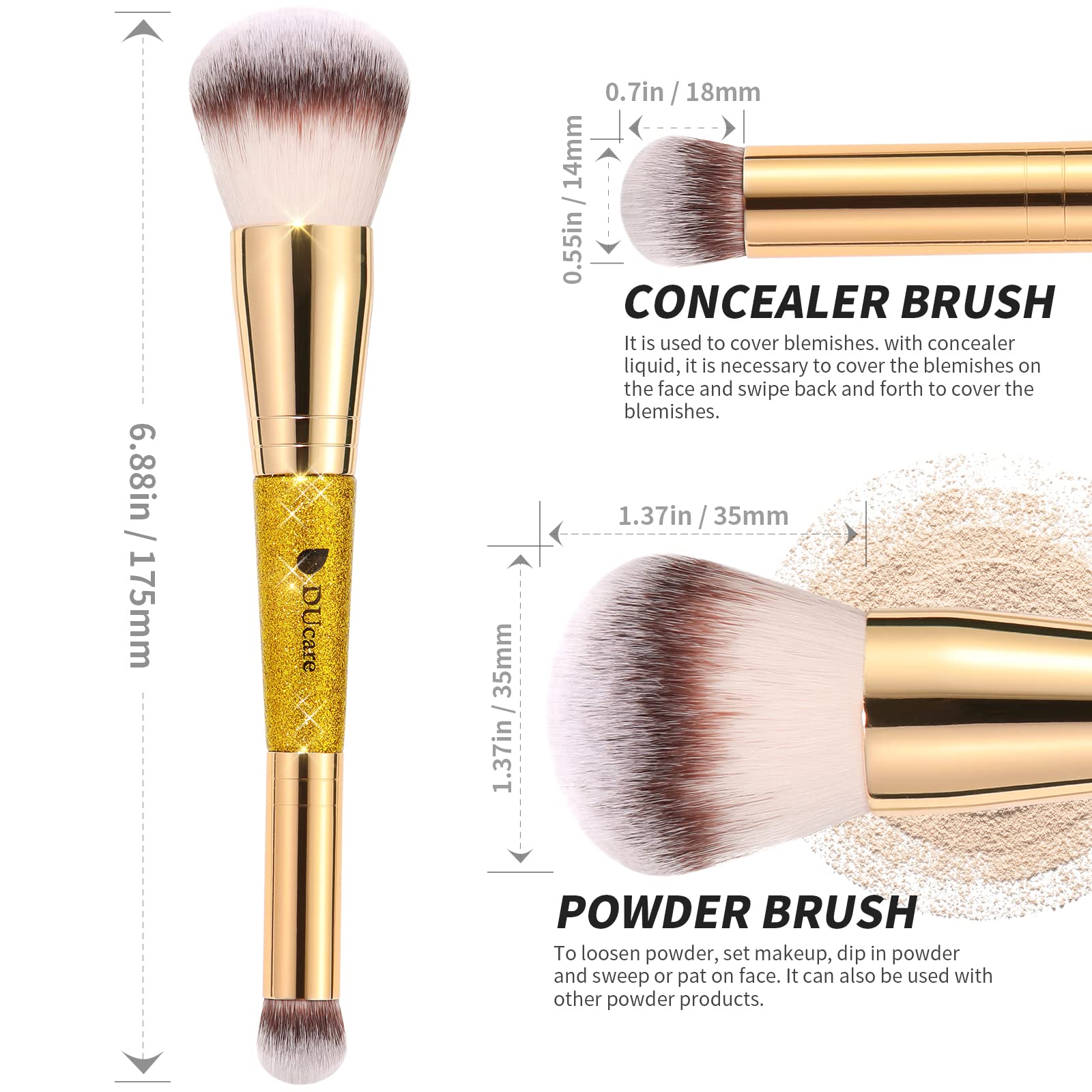 DUcare concealer brush dual-ended for precise concealment and versatile blending