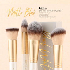 DUcare double-ended brush with flat buffer and pointed powder tip for precise application.