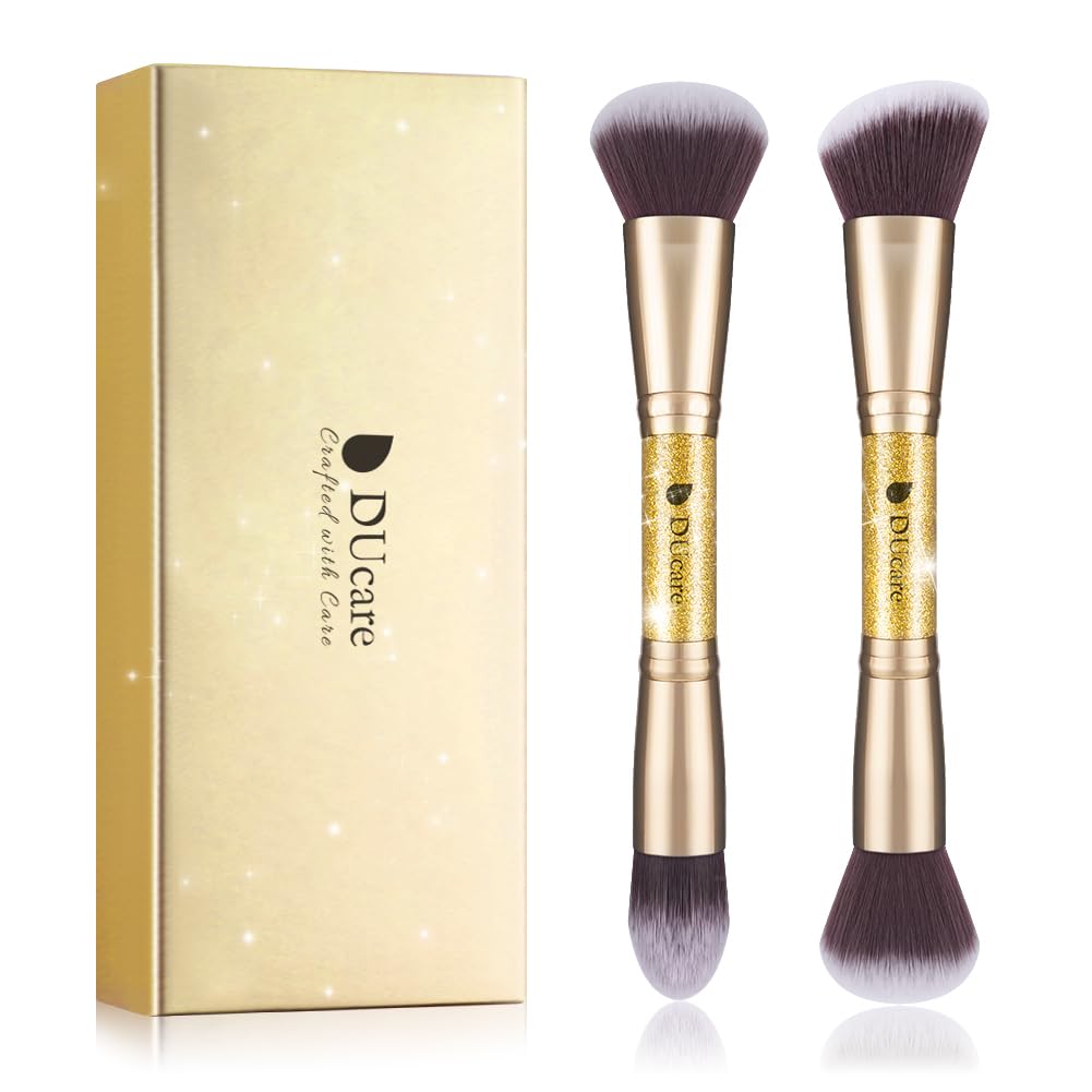 DUcare duo-end foundation-buffer shows versatile tool for smooth liquid and powder foundation.