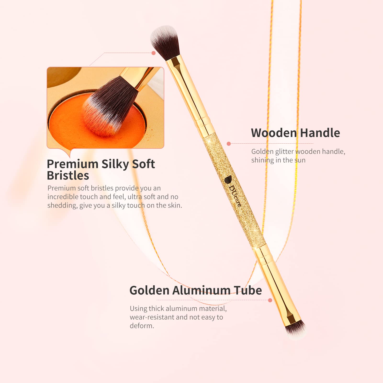DUcare soft synthetic bristles for smooth blending and minimal shedding
