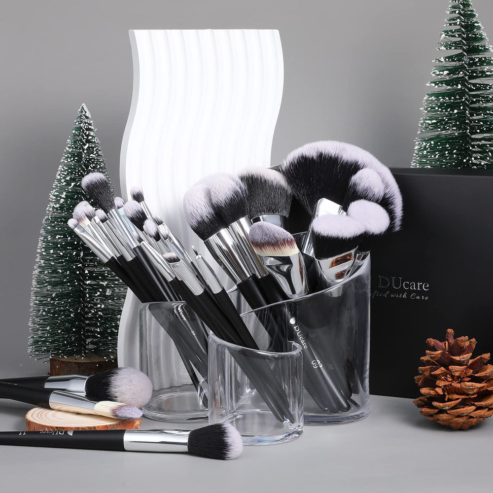 DUcare face brushes 12pcs dense-soft bristles ideal for flawless foundation and powder application