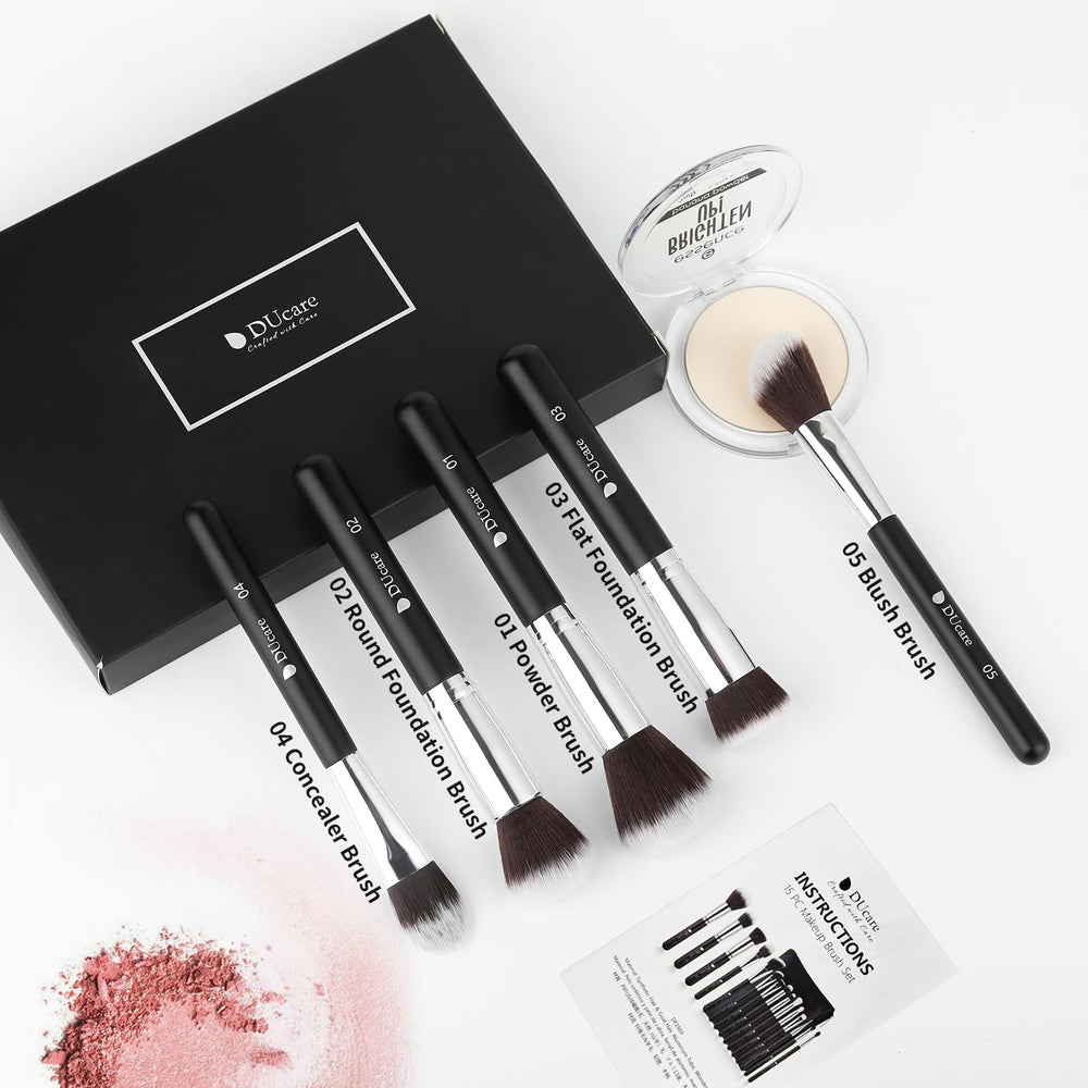 DUcare foundation kabuki brush close-up demonstrates smooth foundation application.