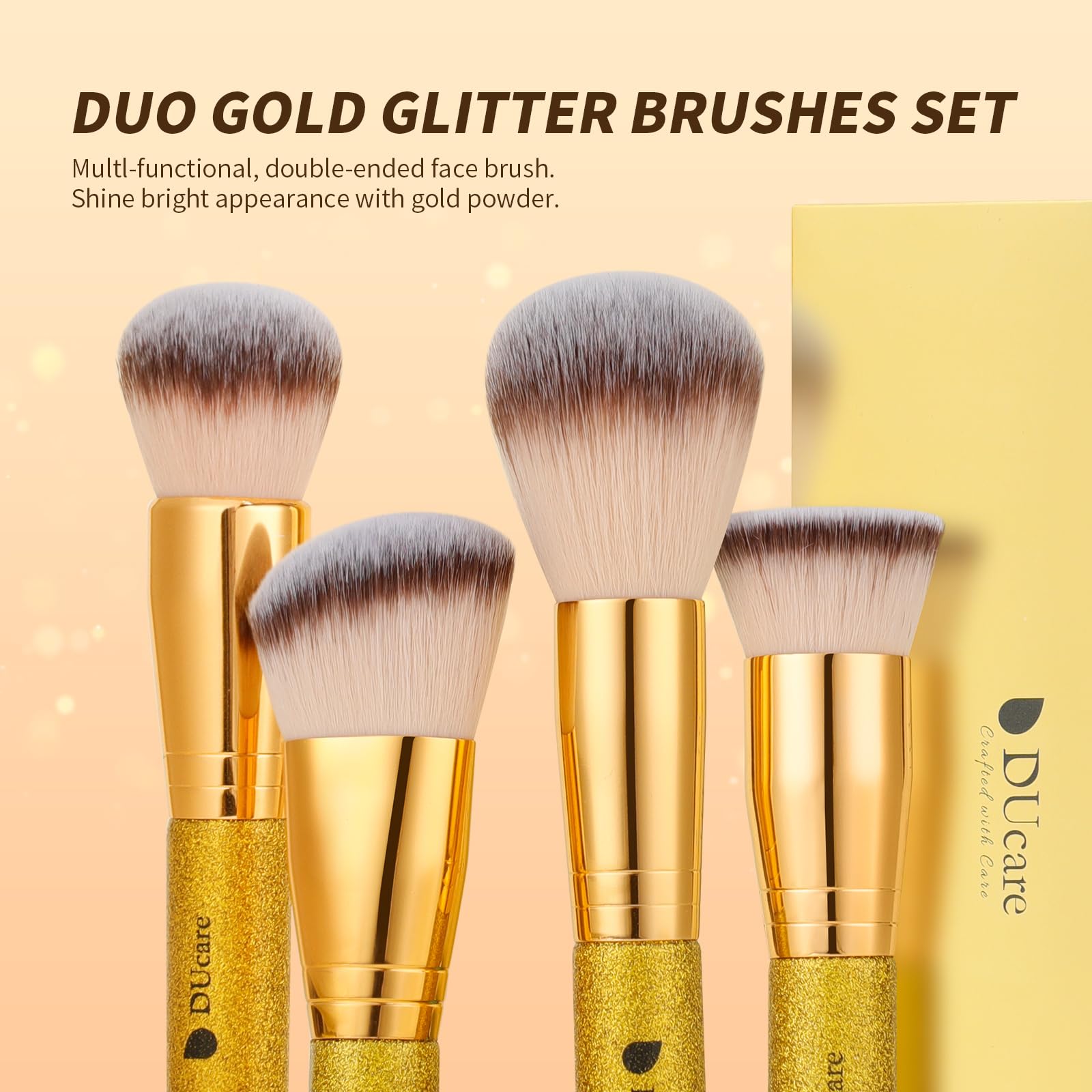 DUcare handcrafted glitter-handled brushes deliver a luxurious, premium feel.