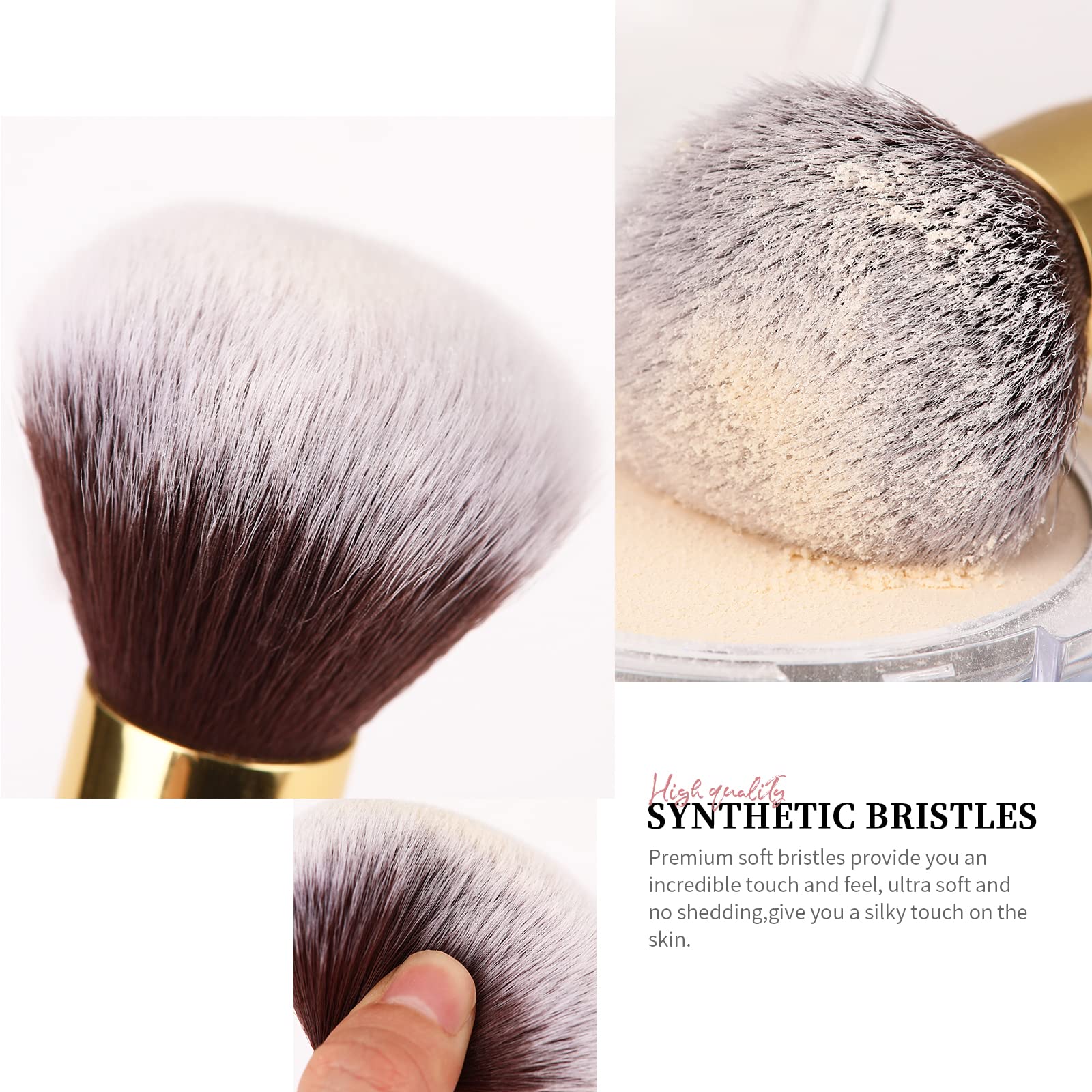 DUcare kabuki-style-buffer-brush glides across cheeks for even foundation or powder.