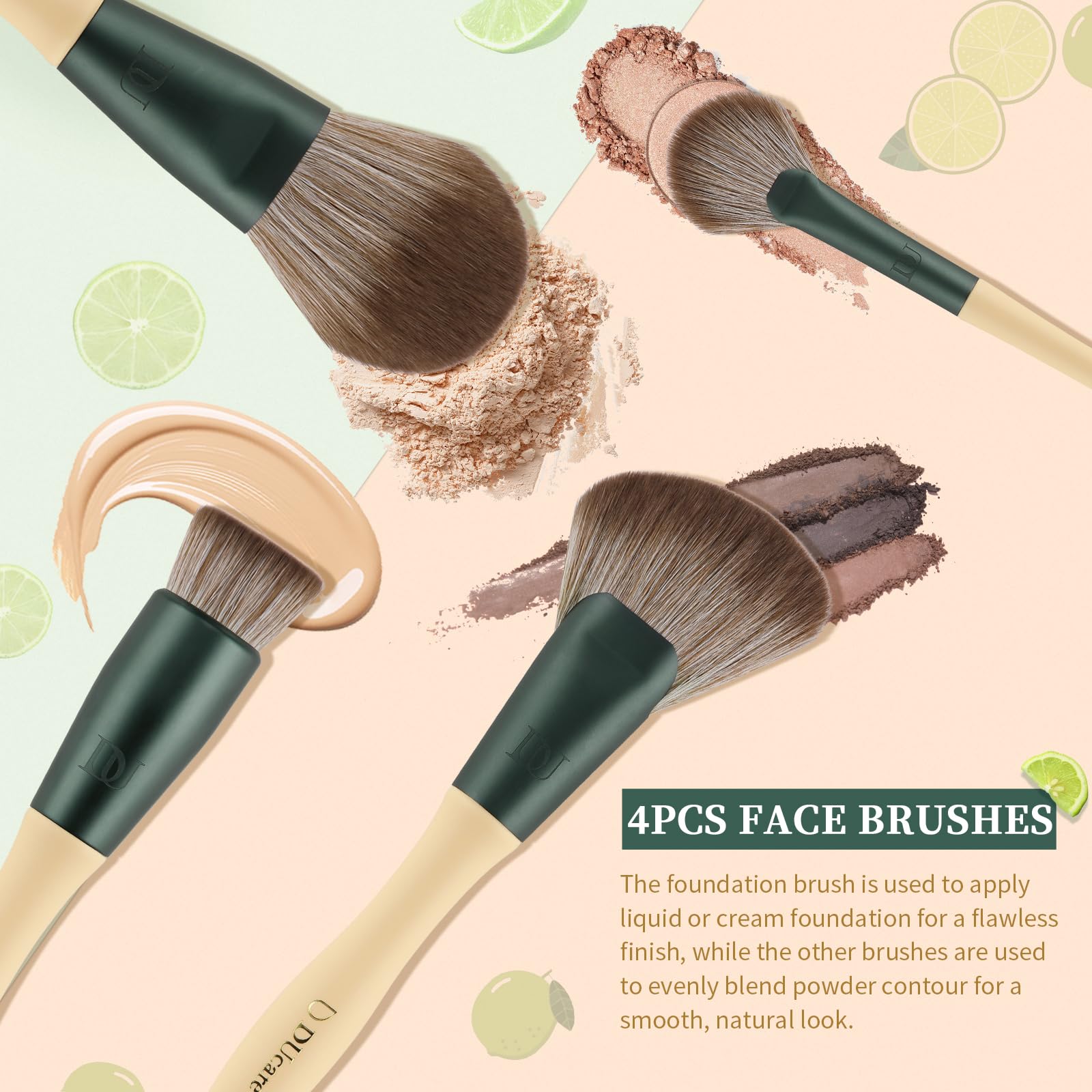 DUcare Lime Series brushes collection delivers precise control with chic green-toned design.