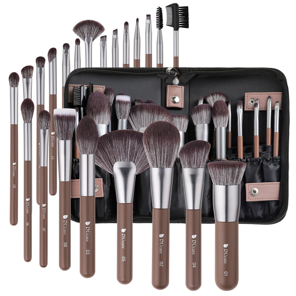 Ducare 22Pcs makeup brush set with foldable bag for travel-friendly organization