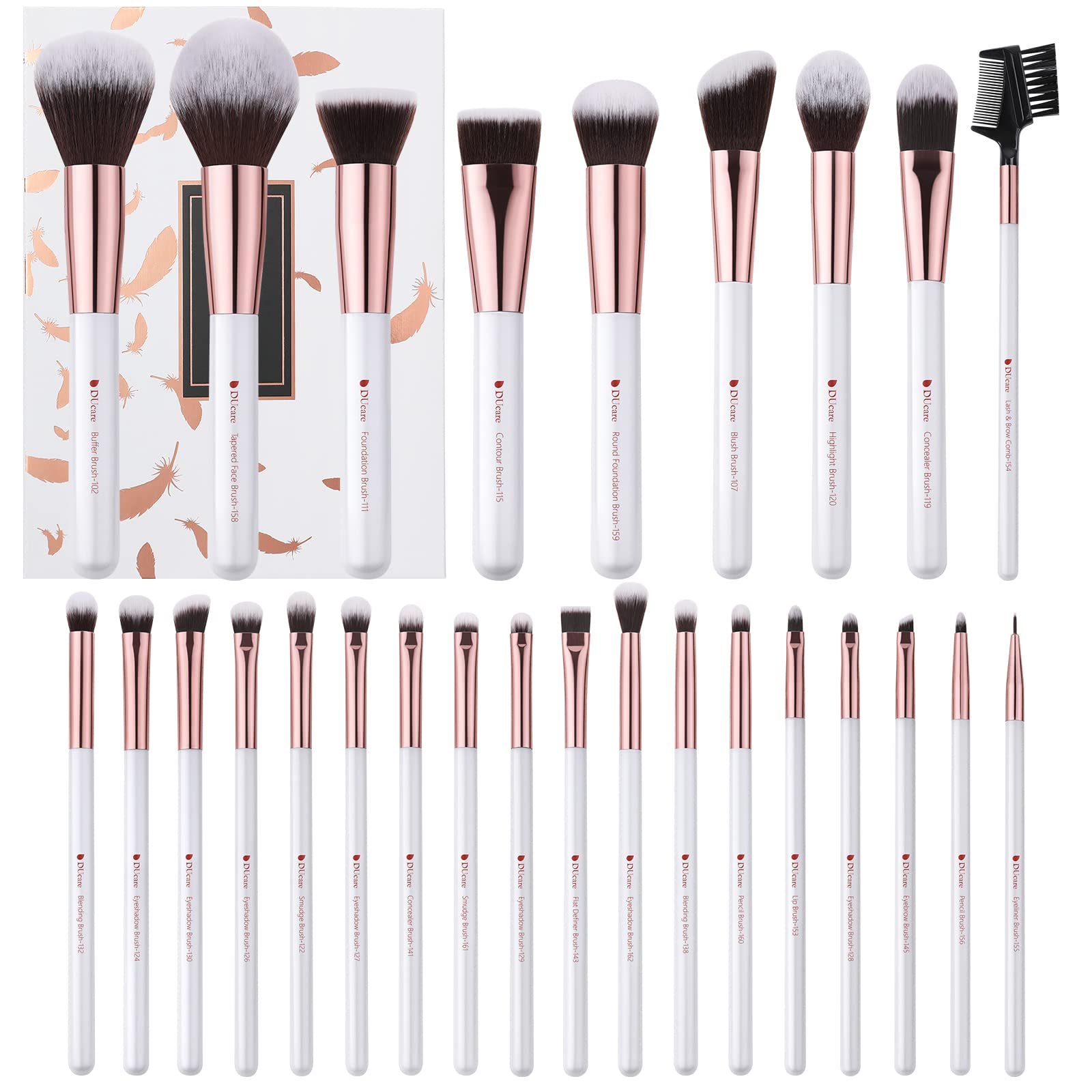 DUcare makeup brush set 27pcs face brushes for precise blending and smooth foundation.