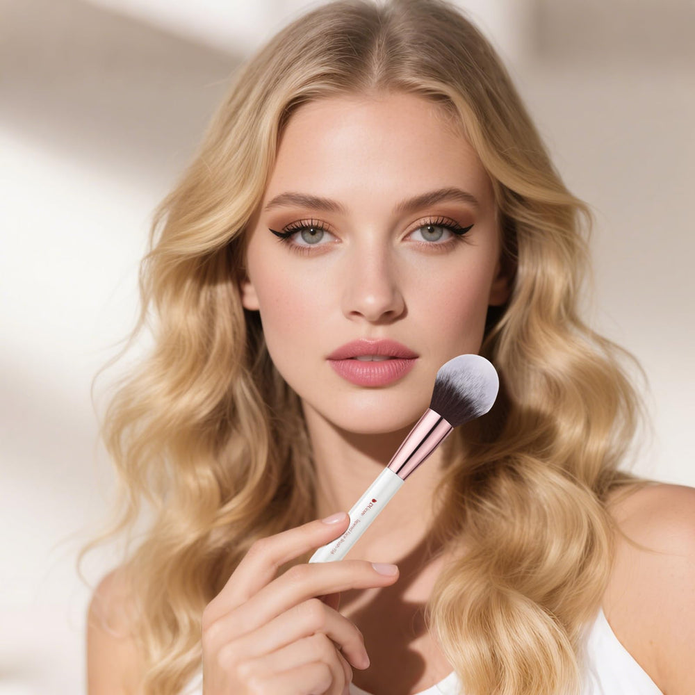 DUcare makeup brush set recycled aluminium ferrules ensure durable brush construction.