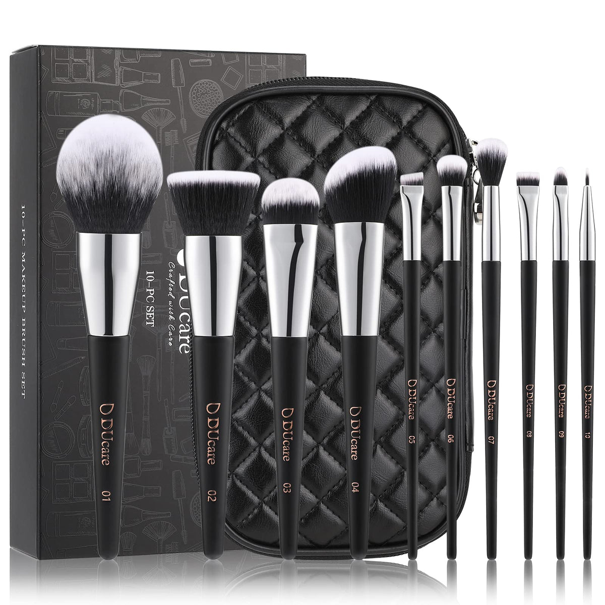 DUcare makeup brushes case travel kit, versatile on-the-go setup for quick makeup touchups.