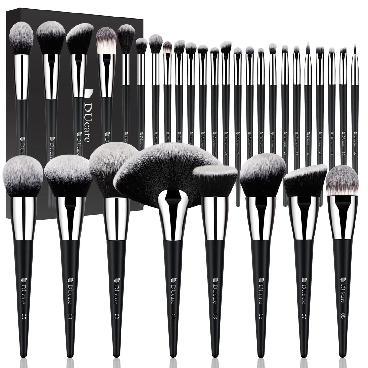 DUcare makeup brushes set 32pcs packaging for professional-grade routines