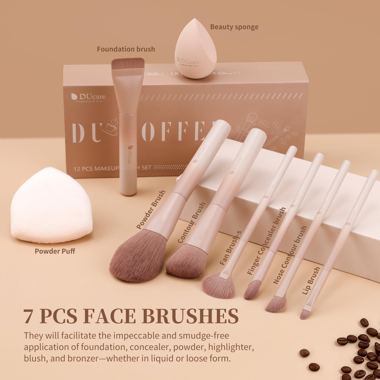Ducare cruelty-free synthetic bristles closeup, skin-friendly makeup tools.