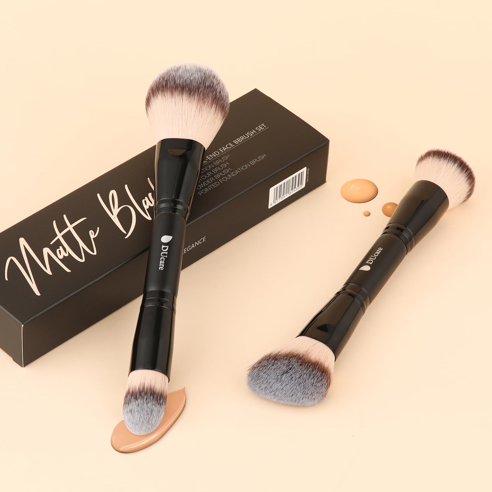 DUcare soft bristle closeup highlights gentle touch for comfortable makeup application.