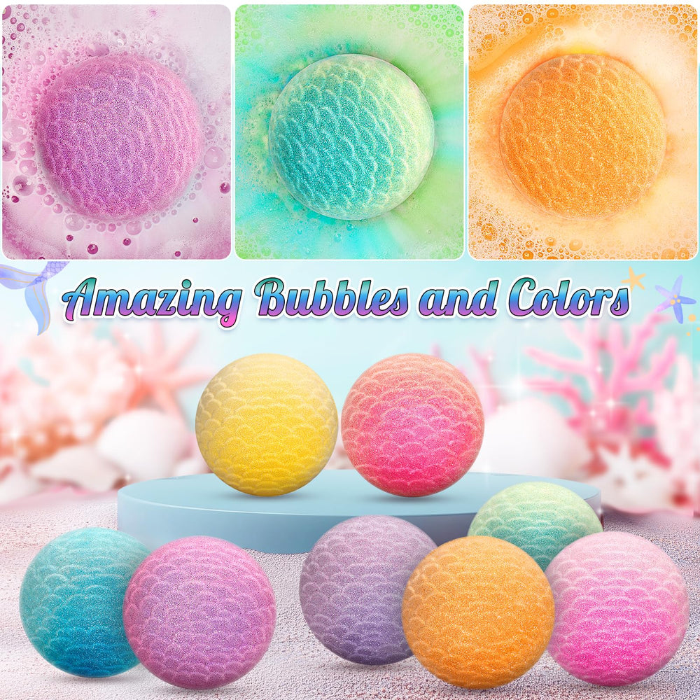 Duchong Mermaid Bath Bombs Pack 2 reveals a hidden mermaid toy during bath.