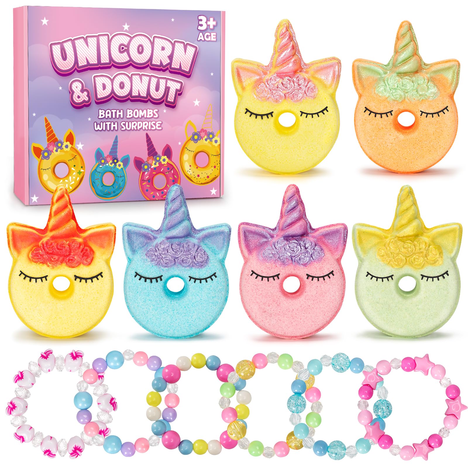 Duchong unicorn donut bath bomb pack offers colorful fizz and kid-friendly scents for bath time.