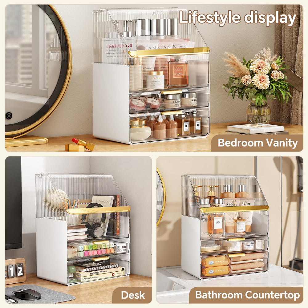 Ducoak vanity display helps any dresser look tidy and modern.