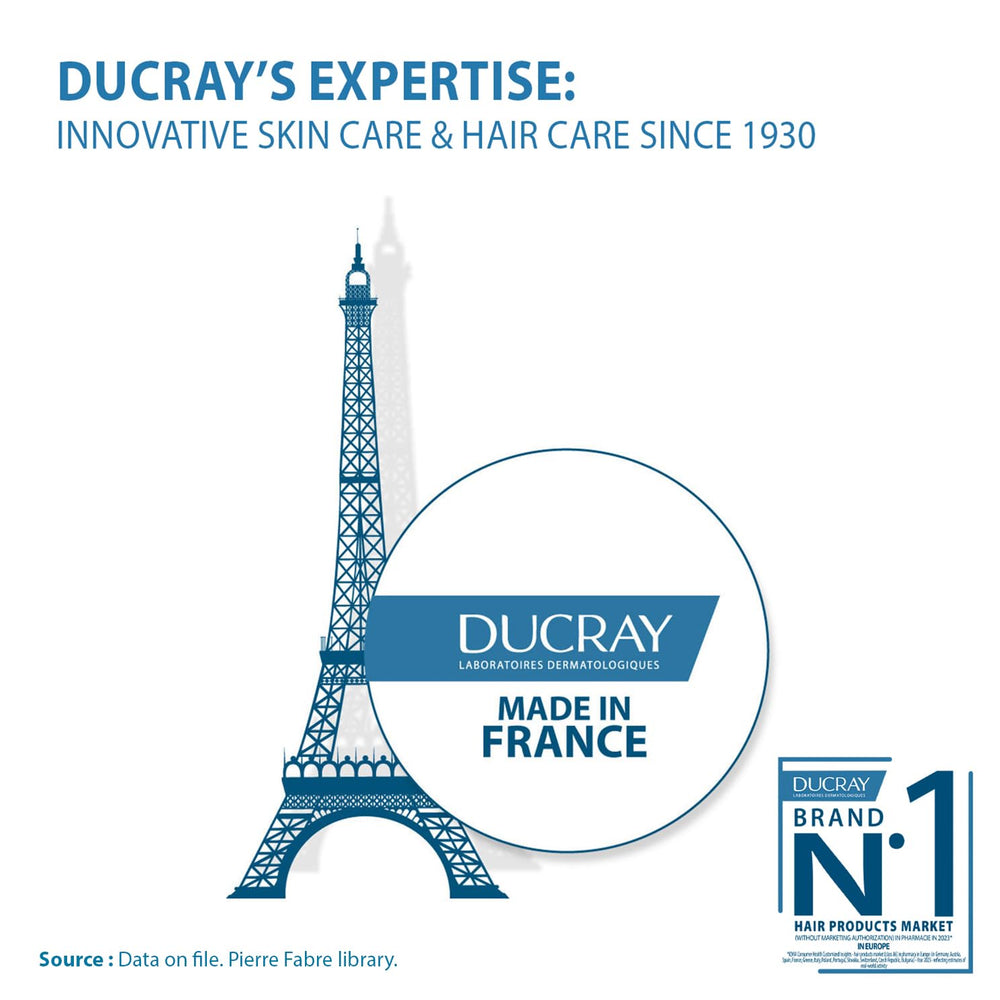 Ducray Creastim Reactiv product on scalp focused usage mockup.