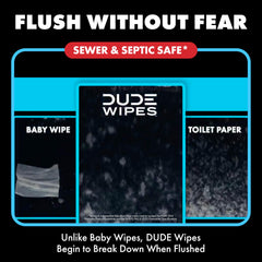 DUDE Wipes Poopsicle wipe in hand for scale showing extra-large coverage benefit