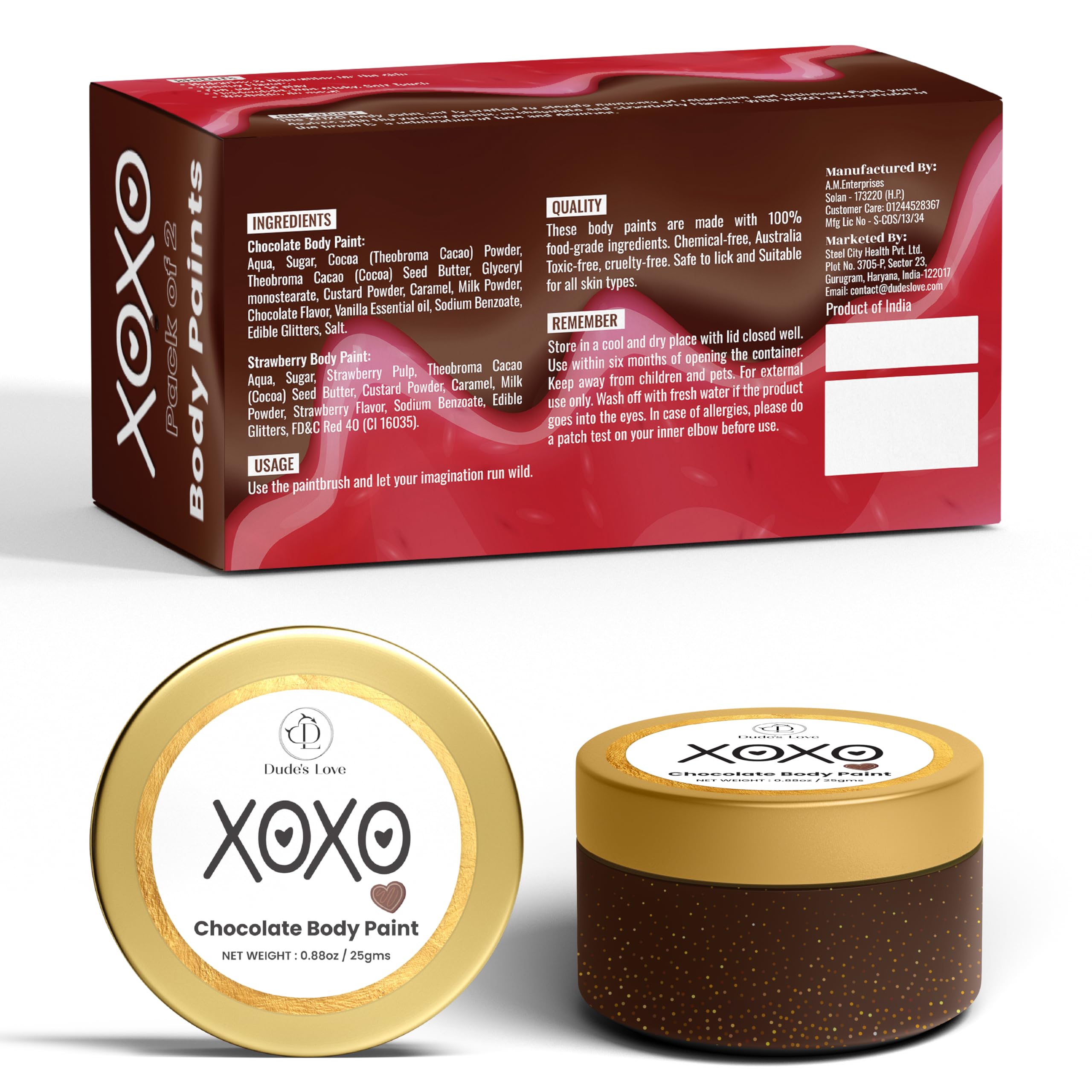 Dude's Love honeymoon gift set packaging displayed as a couple-friendly present.