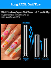 Dudjndjd tips de uñas claras rectas XXXL para adherencia duradera