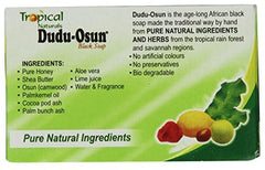 Dudu-Osun Black Soap 5-pack ingredients chart emphasizes natural oils and shea butter for nourishing care.