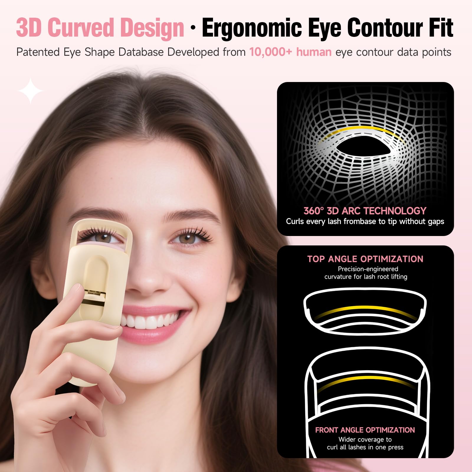 DUDUDU heated eyelash curler 2-temp settings tailor lash lift for various types.