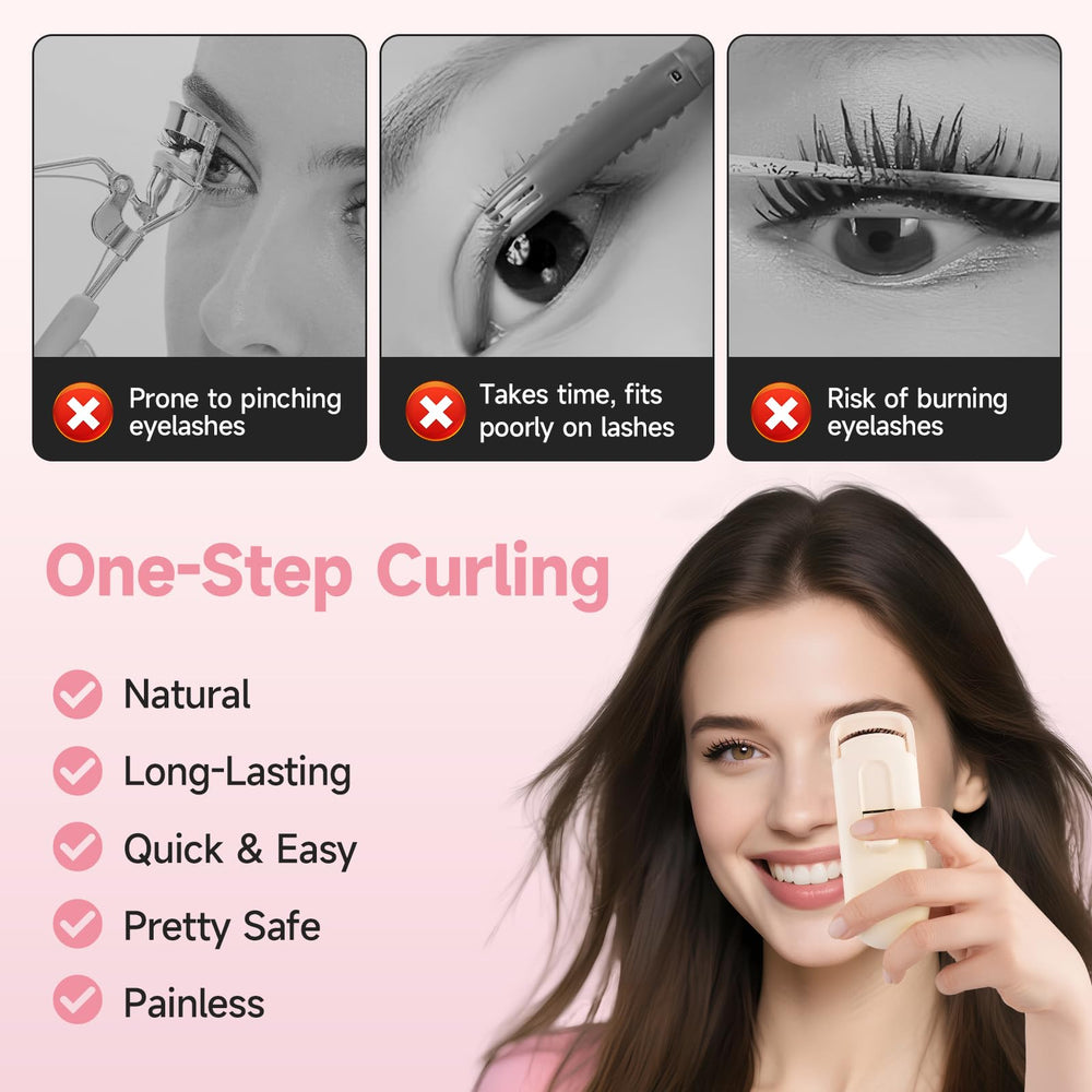 DUDUDU heated eyelash curler 3D-curve design delivers root-to-tip lift in one motion.