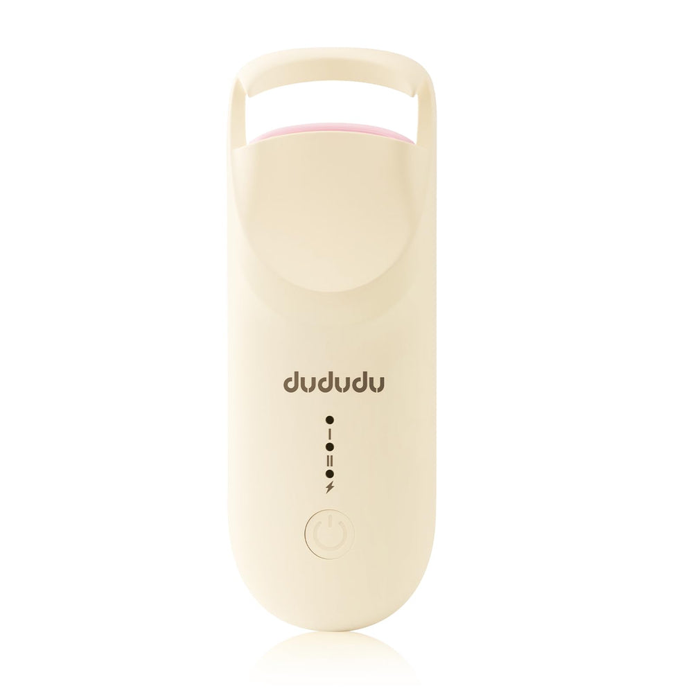 DUDUDU heated eyelash curler compact travel-case shows on-the-go curling convenience.