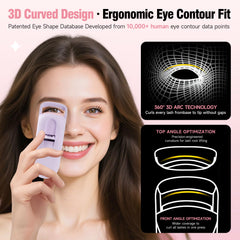DUDUDU eyelash curler shows heat level from red to white for safe styling
