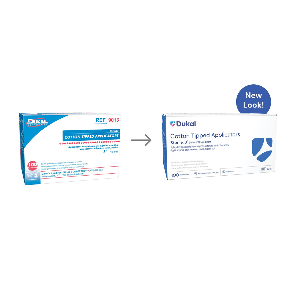 Dukal packaged sterile two-pack pouches ensure ready-to-use hygiene.