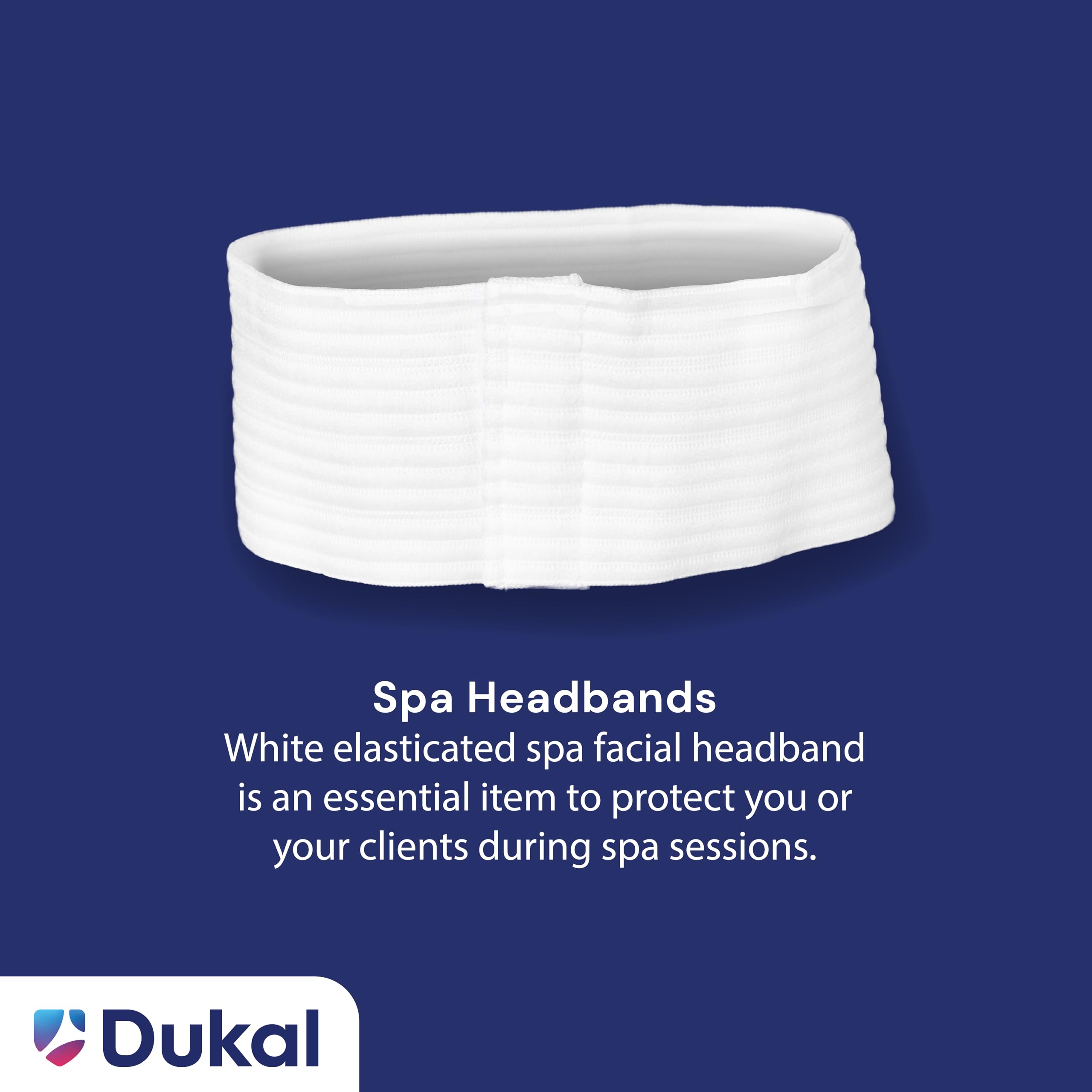 Dukal Reflections headband stretch fabric demonstrates flexible coverage for workouts.
