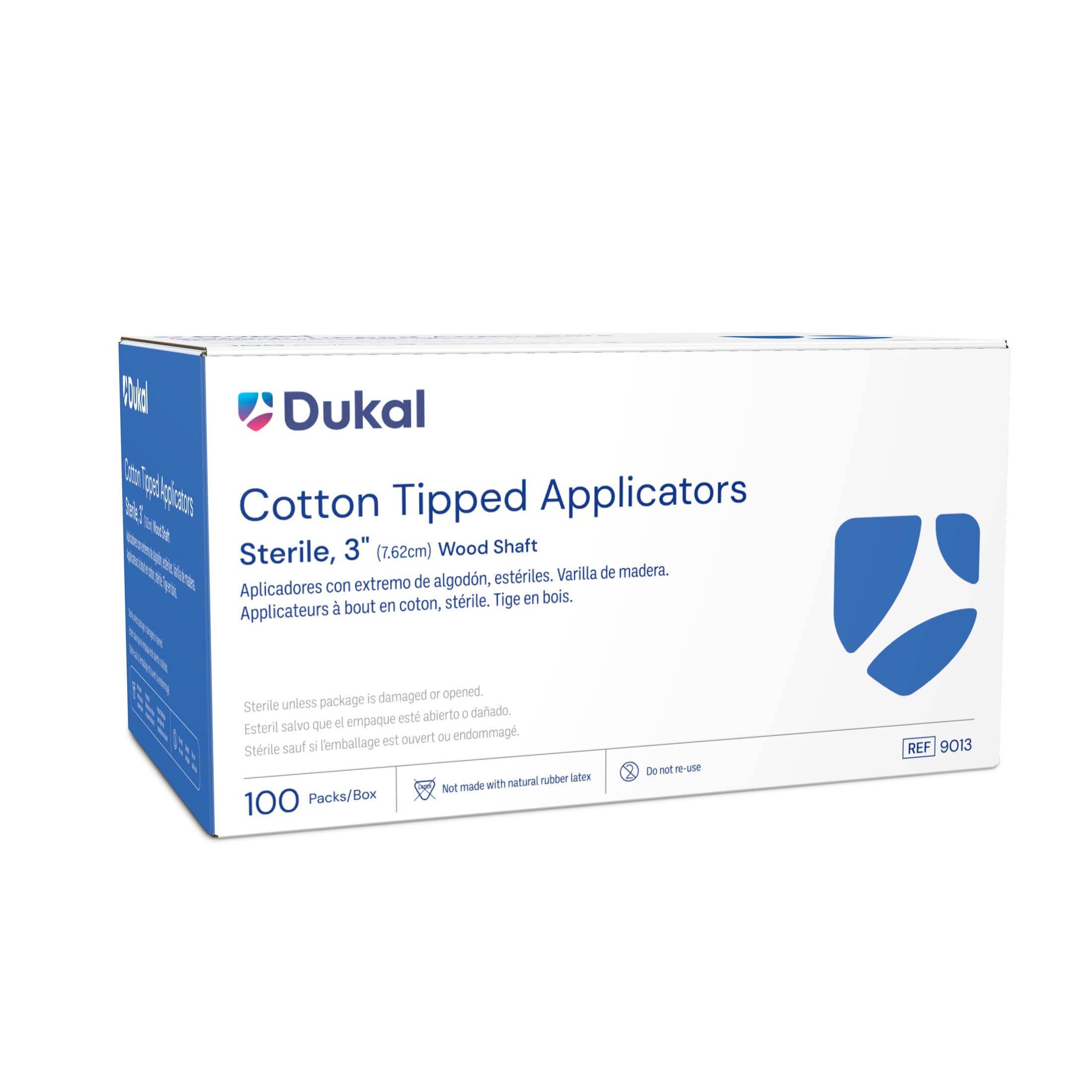 Dukal sterile cotton-tip applicators packaging highlights hygienic two-pack sterile pouches.
