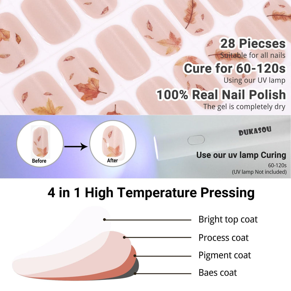 DUKASOU Semi-cured gel strips with prep pads for quick DIY manicure.
