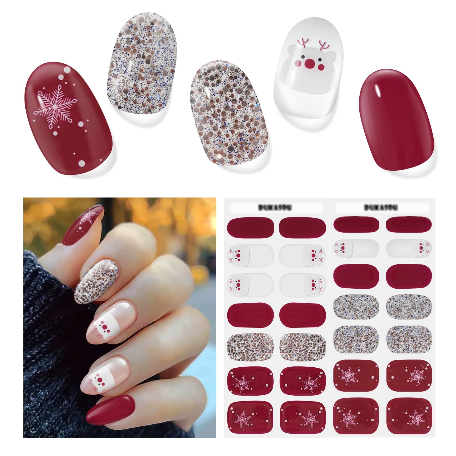DUKASOU semi cured nail strips kit for easy home manicure.