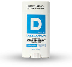 Duke Cannon Air Defense deodorant application demonstrates a smooth, all-day freshness.