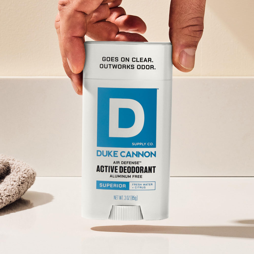 Duke Cannon aluminum-free formula delivers clean protection without residue.
