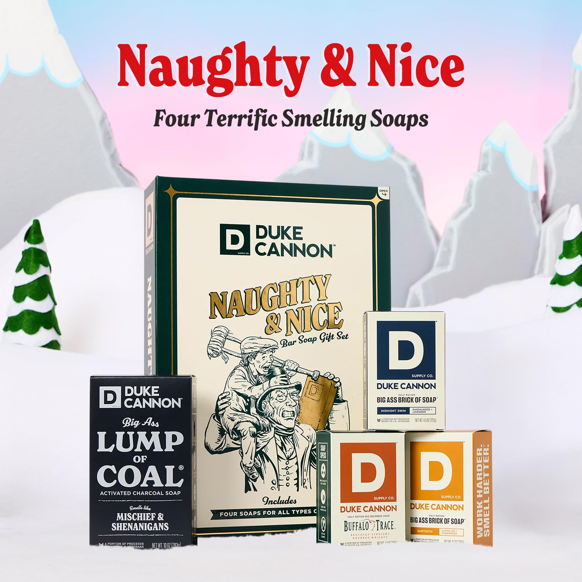 Duke Cannon American Bourbon bar with warm oak scent for a masculine clean.