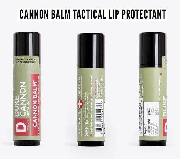 Duke Cannon Balm 3-pack packaging emphasizes outdoor-ready reliability.