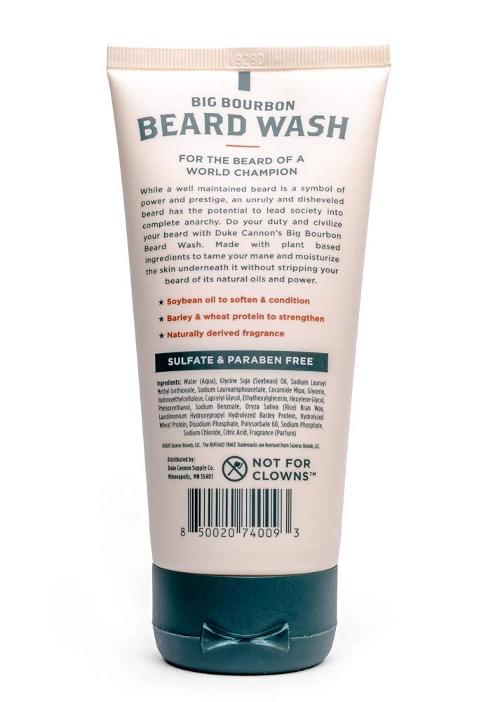 Duke Cannon beard oil bottle illustrating lightweight hydration without heaviness.