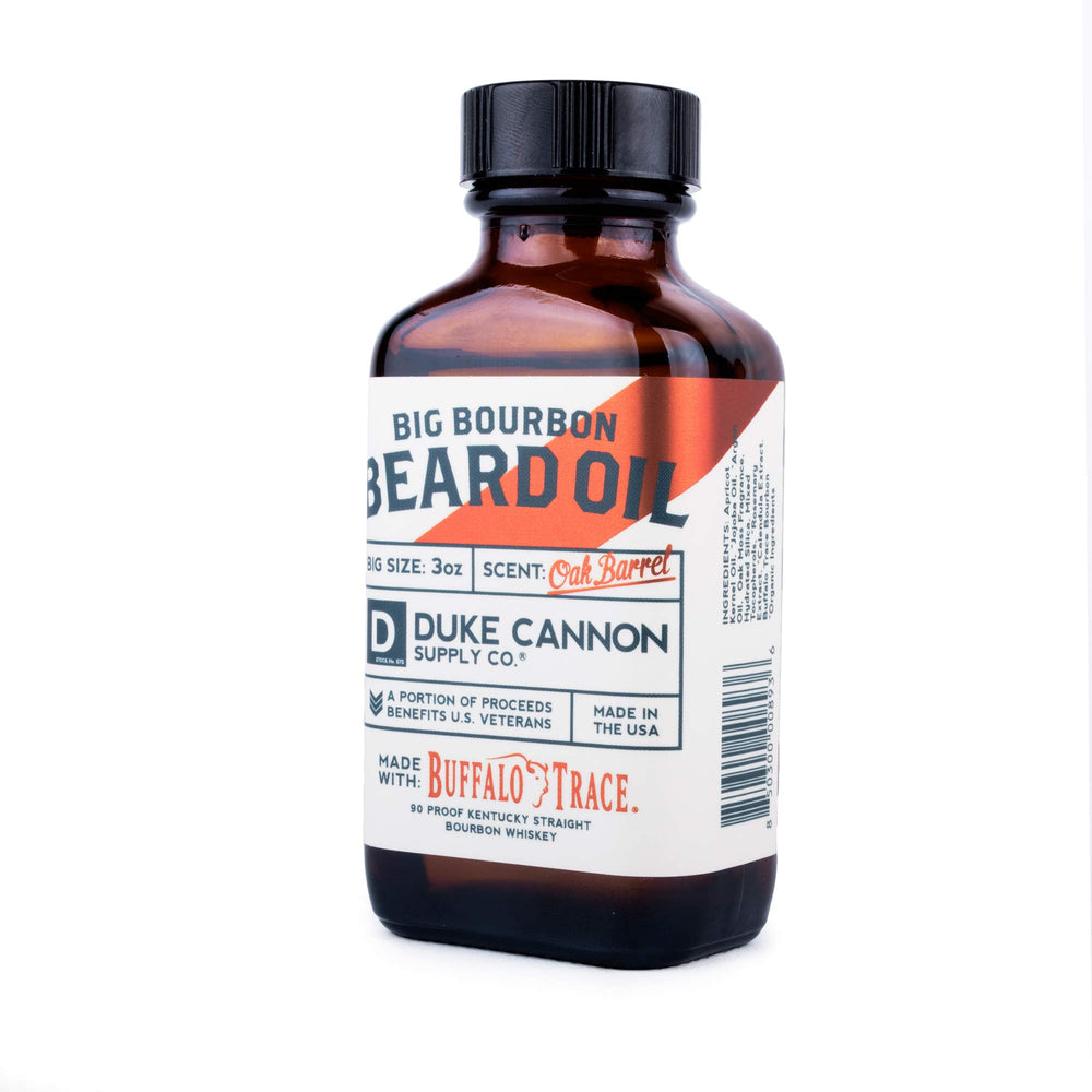 Duke Cannon Big Bourbon gift set packaging shown for travel-ready grooming.