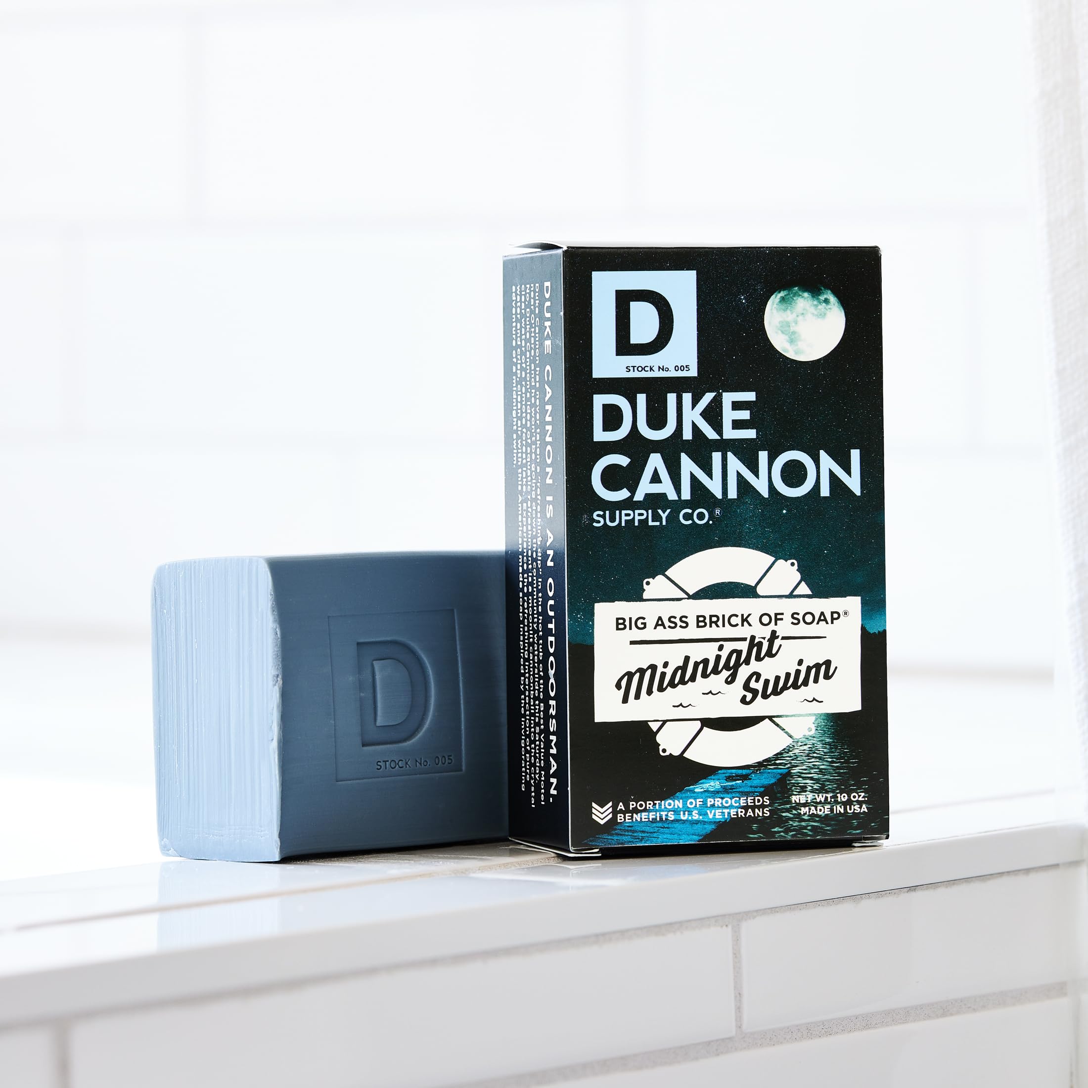 Duke Cannon Big Brick back view highlights bar dimensions.