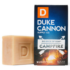 Duke Cannon big brick soap campfire bar showcases rugged campfire scent for a refreshing cleanse