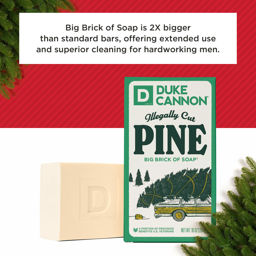 Duke Cannon big brick soap pine unwrap captures gift-ready holiday moment