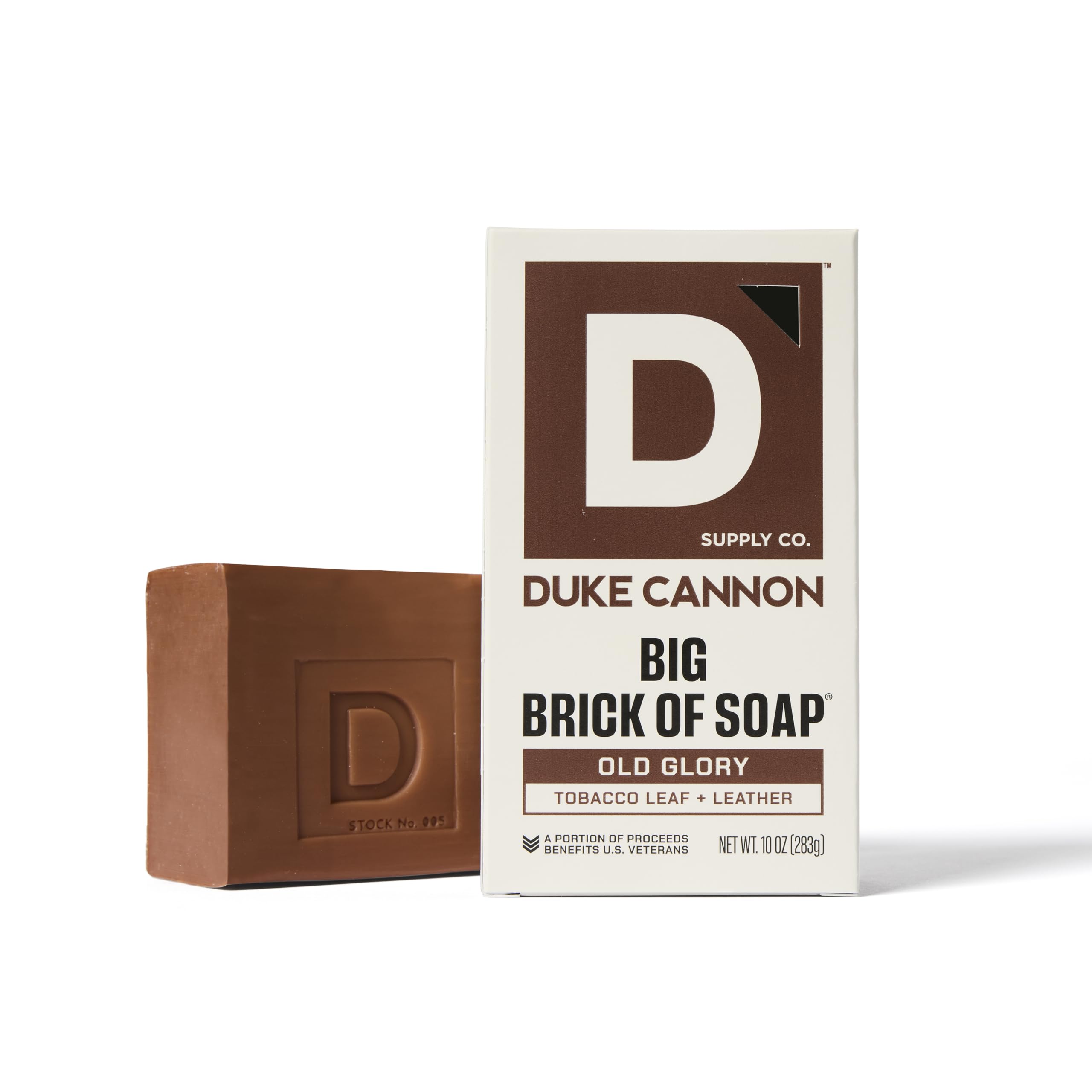Duke Cannon 10 oz soap brick highlighted for triple-milled cleansing.