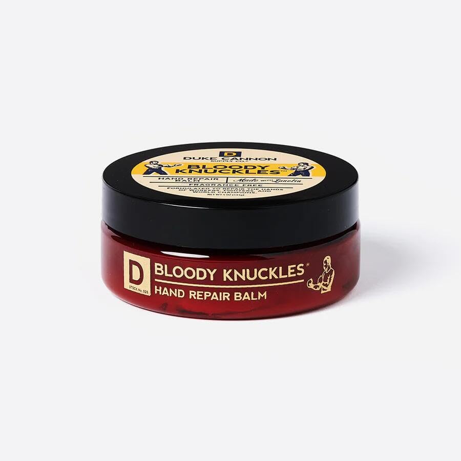 Duke Cannon Bloody Knuckles hydration closeup highlights repair and skin softness.