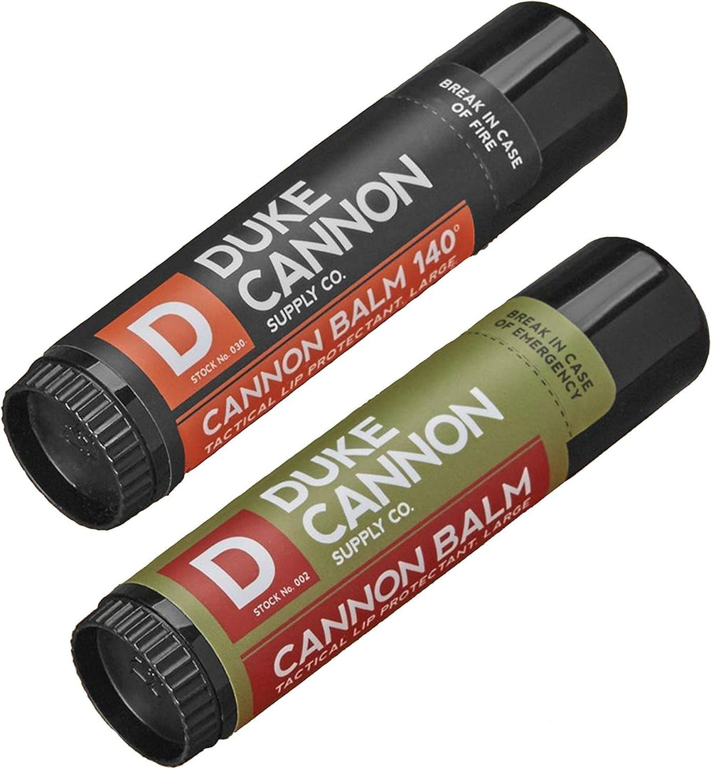 Duke Cannon Cannon Lip Balm 140° SPF 30 tube for long-lasting outdoor protection.
