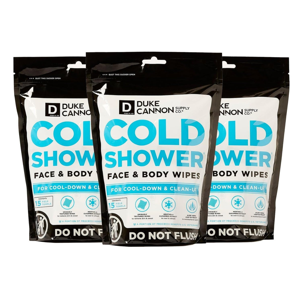 Duke Cannon Cold Shower Towels menthol pack provides quick cooling after workouts.