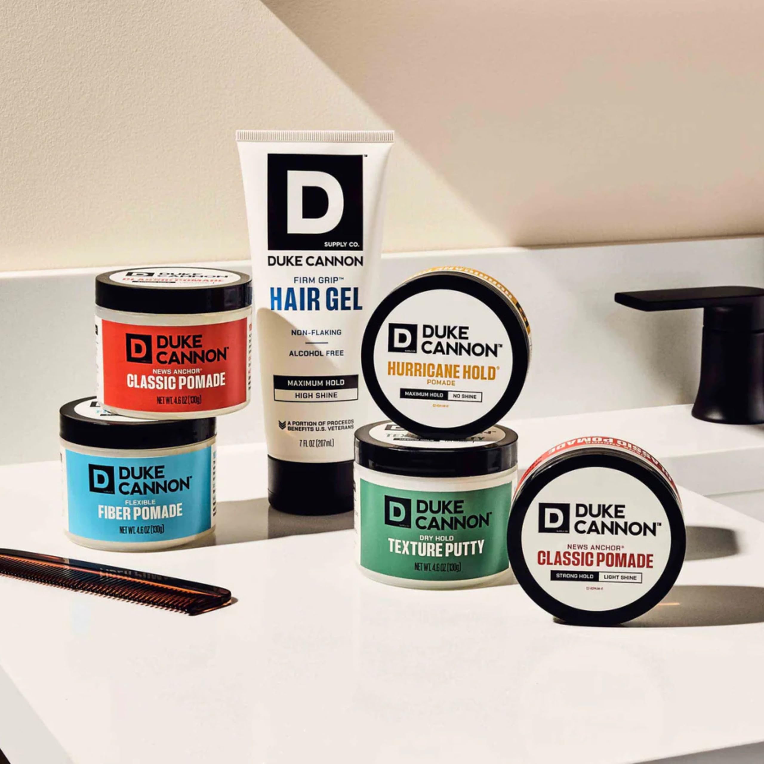 Duke Cannon Flexible packaging side view emphasizes travel-friendly size.