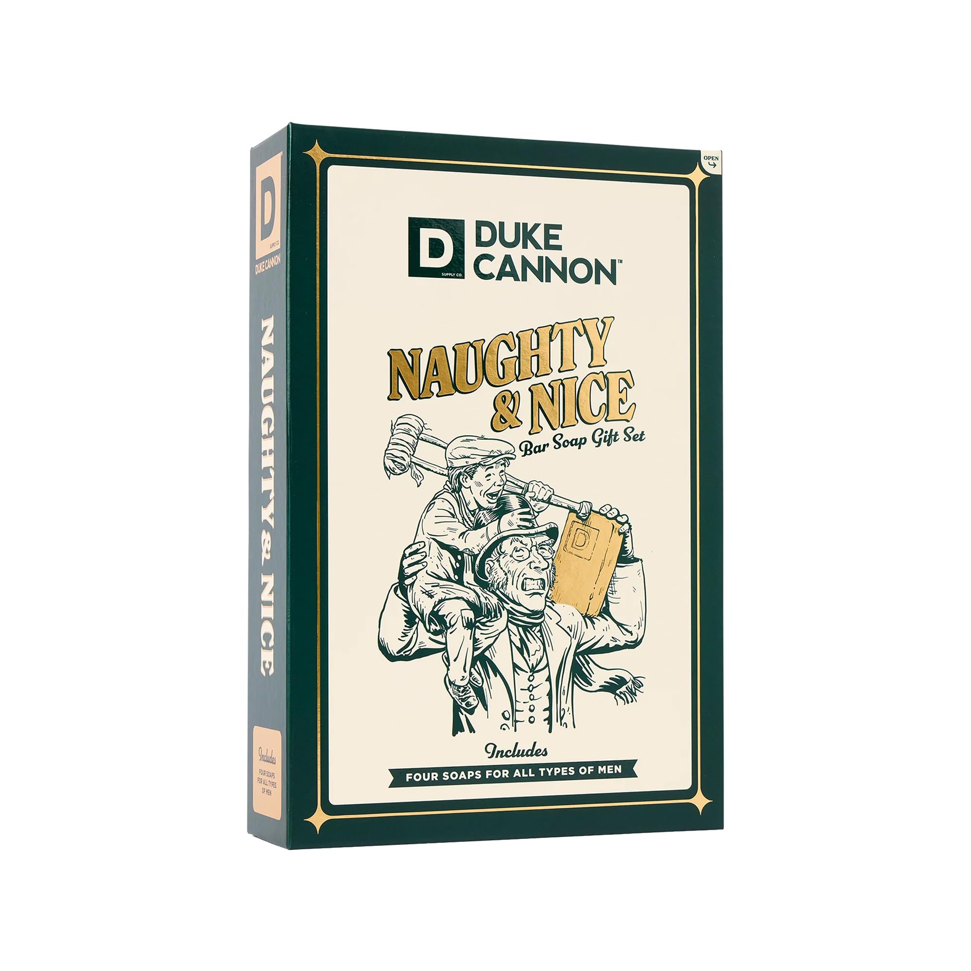 Duke Cannon Gift Set display featuring durable, practical holiday grooming set.