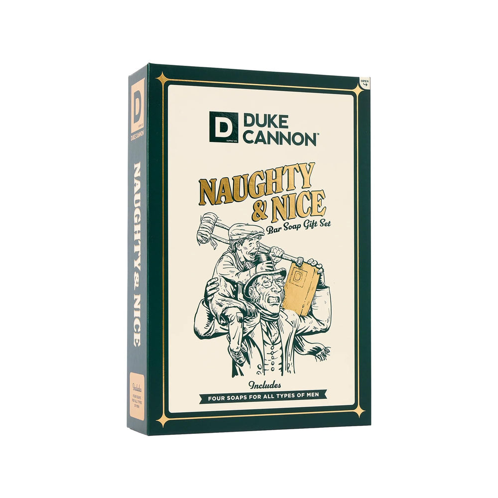 Duke Cannon Gift Set display featuring durable, practical holiday grooming set.