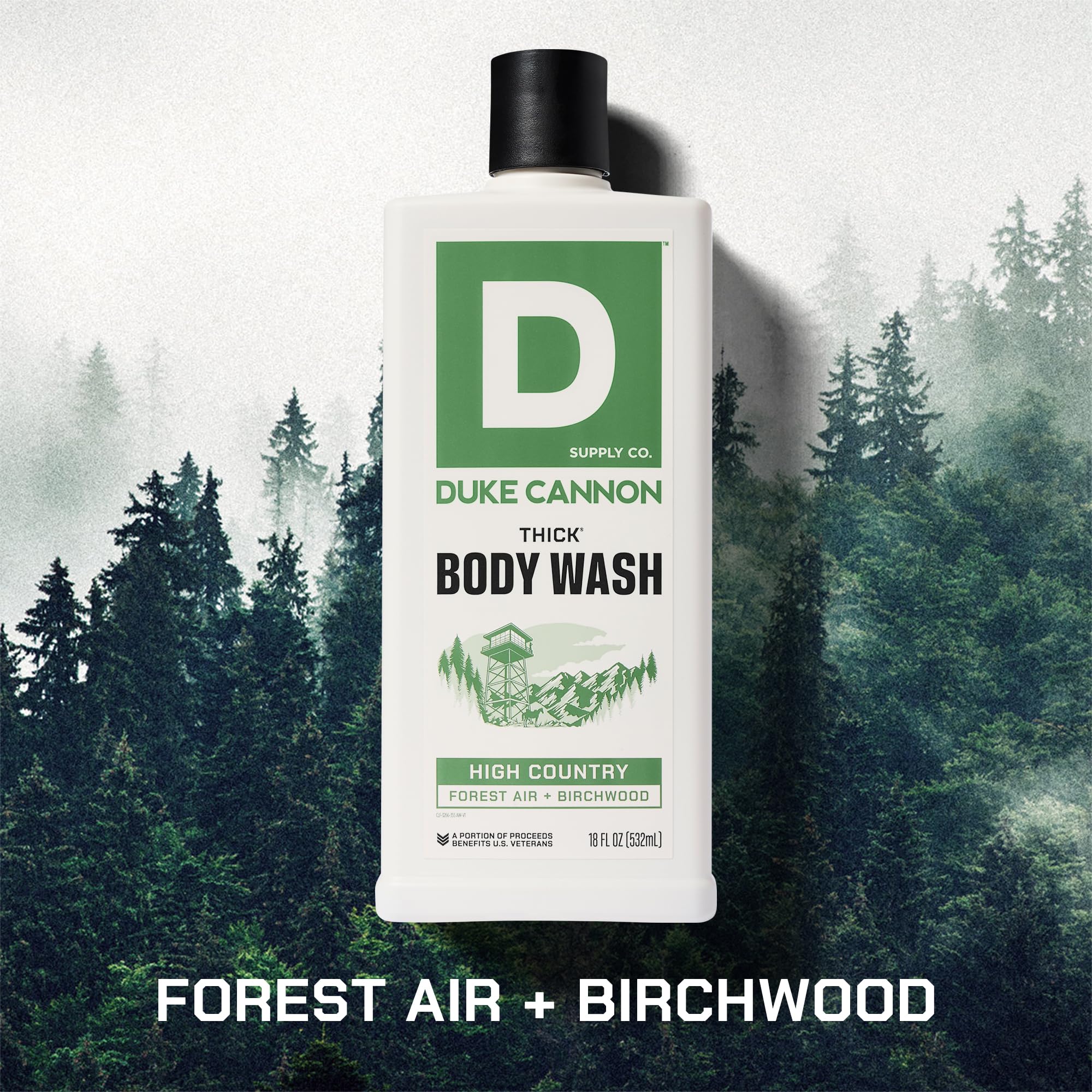 Duke Cannon High Country foamy lather displaying rich texture for substantial cleansing